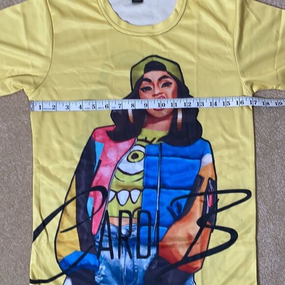 Unisex Cardi B T-Shirt XS Yellow NWT - Picture 3 of 6
